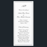 Elegant Simple Black White Formal Monogram Wedding Program<br><div class="desc">Traditional style Wedding Program featuring a simple design in classic black and white with your monogram at the top along with your wedding details in an elegant script surrounded by a border. The colour may be changed to any colour you wish by clicking the "customize" button. This Wedding Program with...</div>
