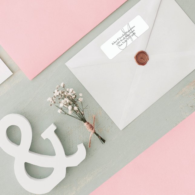 Elegant Simple Black White Grey Monogram Address (Creator Uploaded)