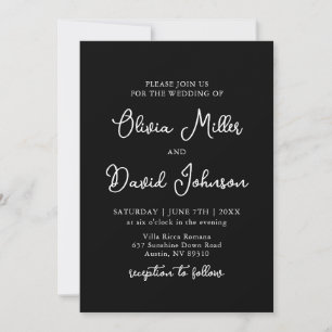 Elegant Simple Black & White Minimalist Wedding Invitation
