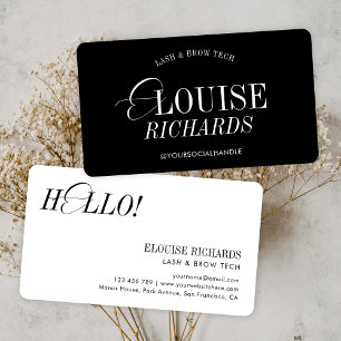 Elegant Simple Black & White Nostalgic Hair Beauty Business Card