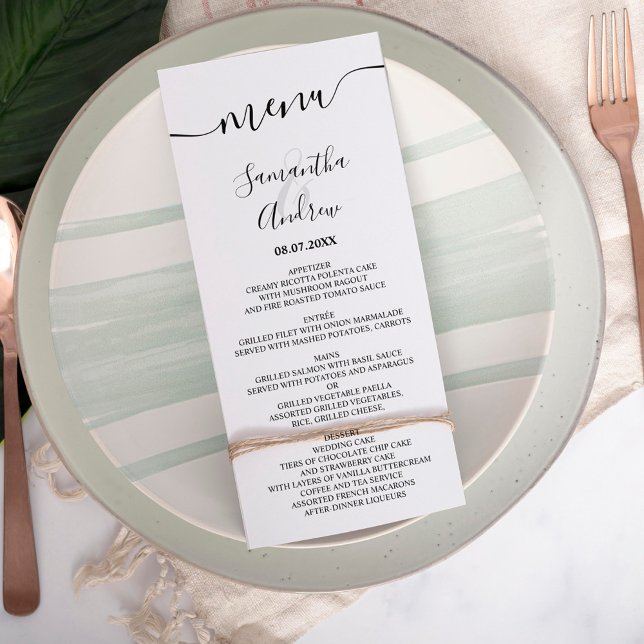 Elegant simple black white script wedding menu (Creator Uploaded)