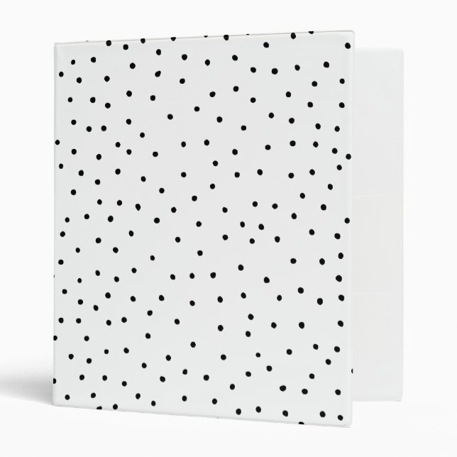 Elegant simple black white watercolor polka dots binder (Front/Inside)