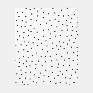 Elegant simple black white watercolor polka dots fleece blanket