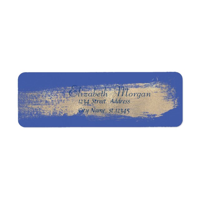 Élégant simple bleu, faux coup de pinceau en or (Devant)
