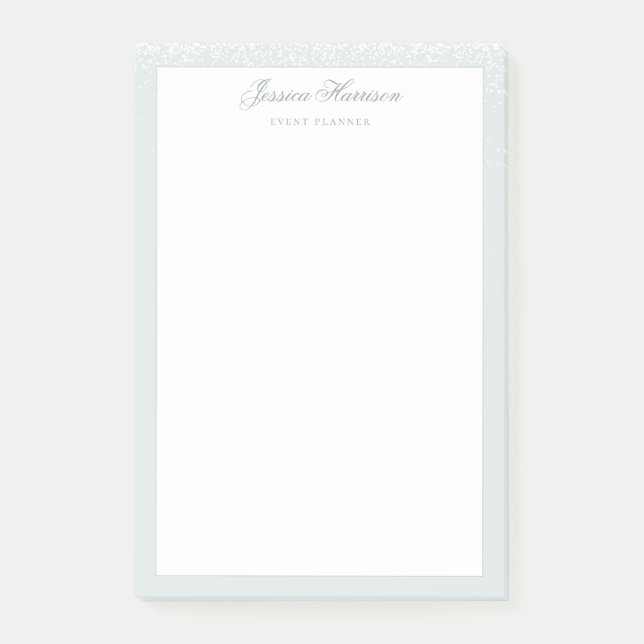 Elegant Simple Blue Grey White Confetti 4x6 Post-it Notes (Front)