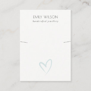 Elegant Simple Blue Heart Necklace Band Display  Business Card