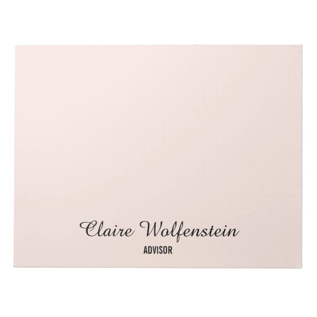 Elegant Simple Blush Pink Personalized Script Notepad (Front)