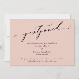 Elegant Simple Blush Pink Postponed Wedding Card