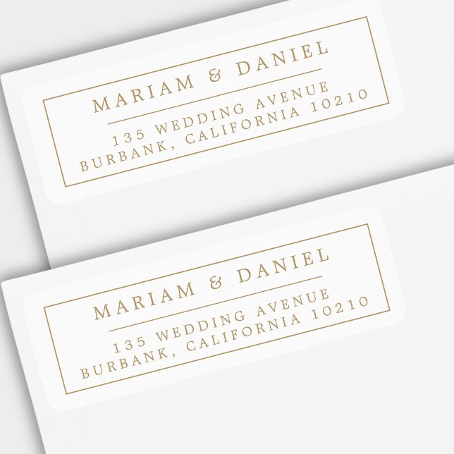Elegant Simple Border Gold Wedding Return Address (Creator Uploaded)