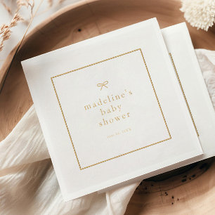 Elegant Simple Bow Gender Neutral Baby Shower Foil Napkins
