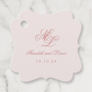 Elegant Simple Bracket Pink Monogram Tag