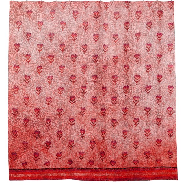 ELEGANT SIMPLE BYZANTINE MOSAIC FLOWERS  Pink Red (Front)
