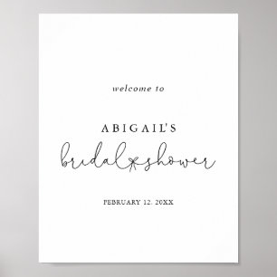 Elegant Simple Calligraphy Bridal Shower Welcome Poster