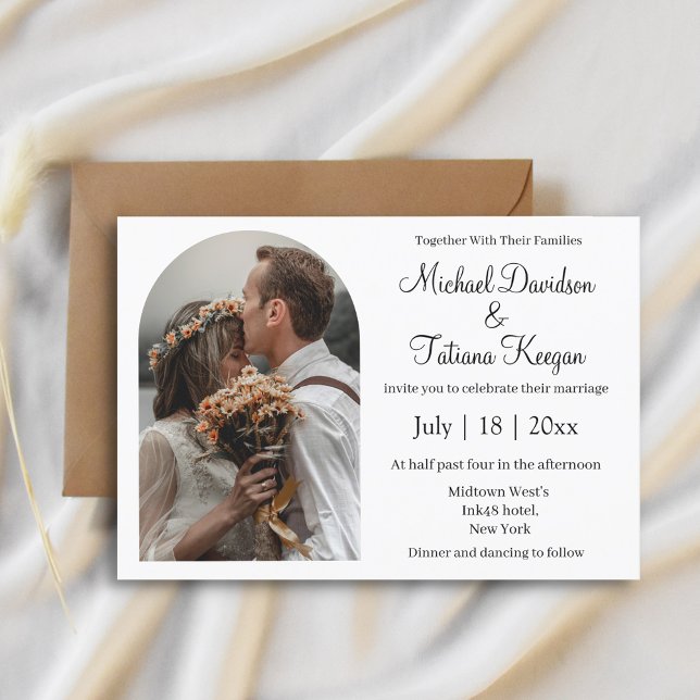 elegant simple calligraphy photo arch wedding invitation (Creator Uploaded)