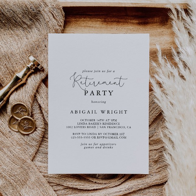 Elegant Simple Calligraphy Retirement Party  Invitation (Creator Uploaded)