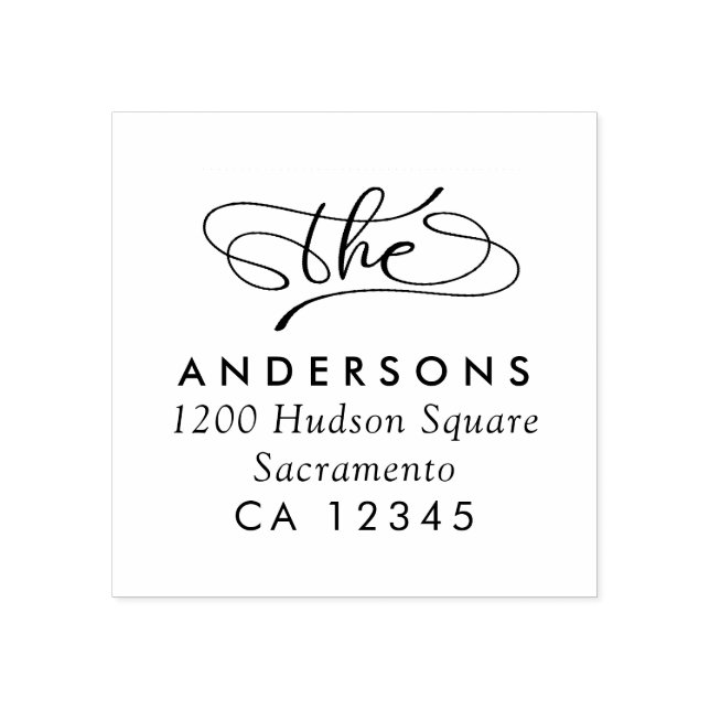 Elegant Simple Calligraphy Return Address Classic Rubber Stamp (Imprint)