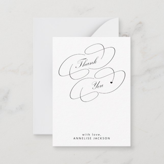 Elegant simple calligraphy script thank you card (Front)