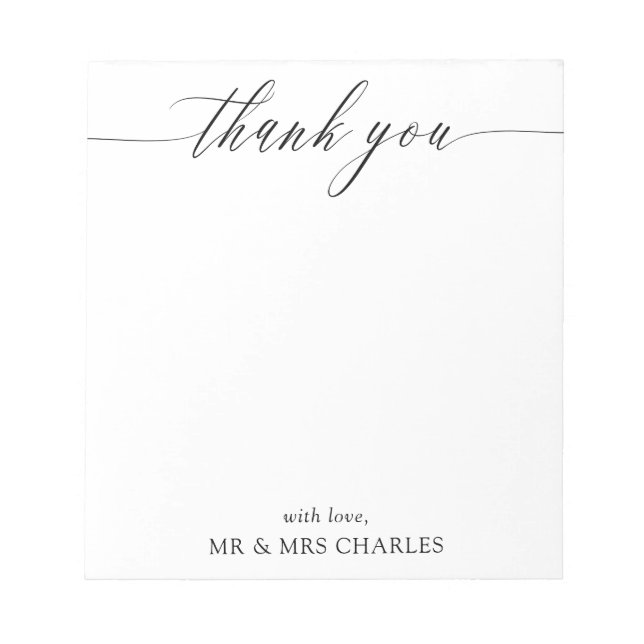 Elegant Simple Calligraphy Thank You Notepad (Front)