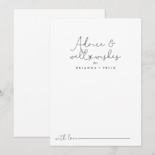 Elegant Simple Calligraphy Wedding Well Wishes  Advice Card