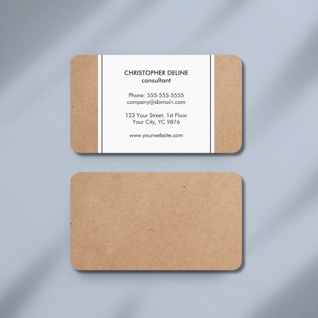Elegant Simple Cardboard White Consultant Business Card (Creator Uploaded)