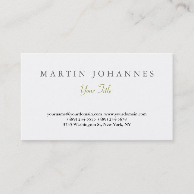Élégant simple Carte de visite artistique simple (Devant)