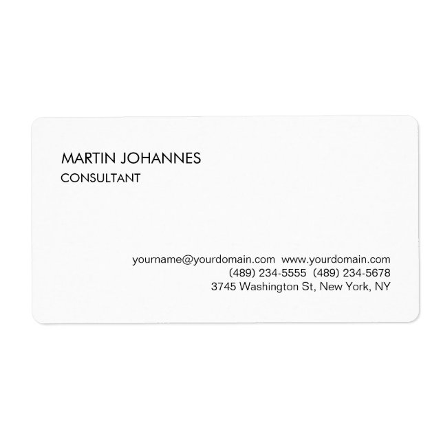Élégant simple Carte de visite noir blanc clair (Devant)