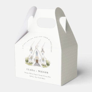 Elegant Simple Catholic Watercolor Church Wedding Favor Box