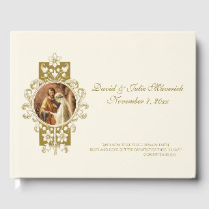 Elegant Simple Catholic Wedding Traditional Guest  Guest Book