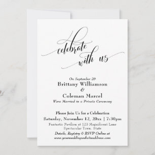 Elegant Simple Celebrate with Us Black and White Invitation