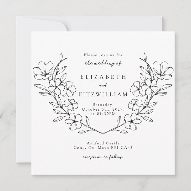Elegant Simple Cherry Blooming Blossom Wreath Invitation (Front)