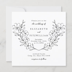 Elegant Simple Cherry Blooming Blossom Wreath Invitation