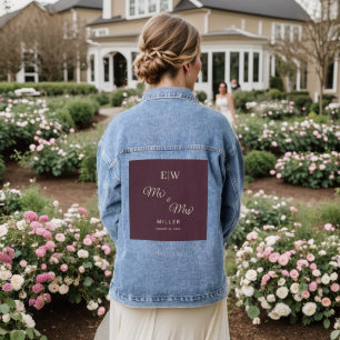 Elegant Simple Cherry Lacquer, Monogram Wedding Denim Jacket