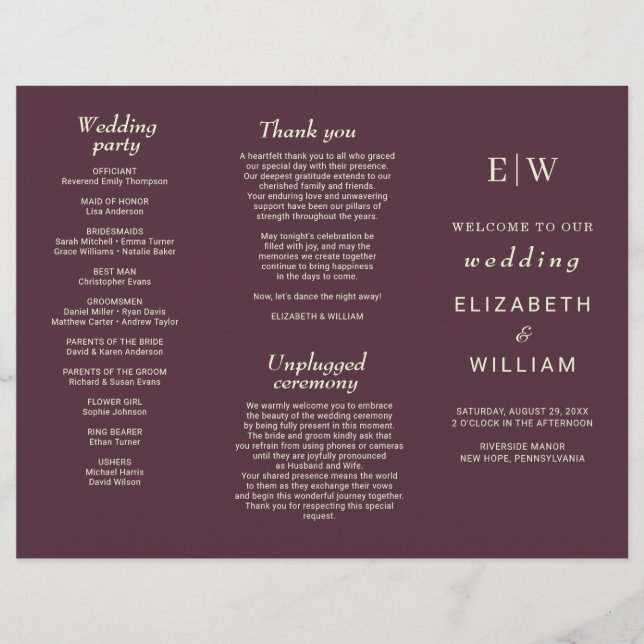 Elegant Simple Cherry Lacquer, Monogram Wedding Flyer (Front)