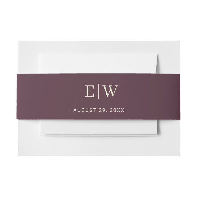 Elegant Simple Cherry Lacquer, Monogram Wedding Invitation Belly Band (Front Example)
