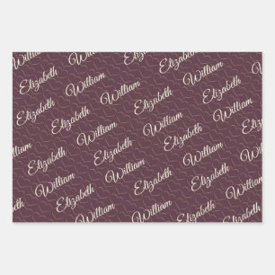 Elegant Simple Cherry Lacquer, Monogram Wedding Wrapping Paper Sheet
