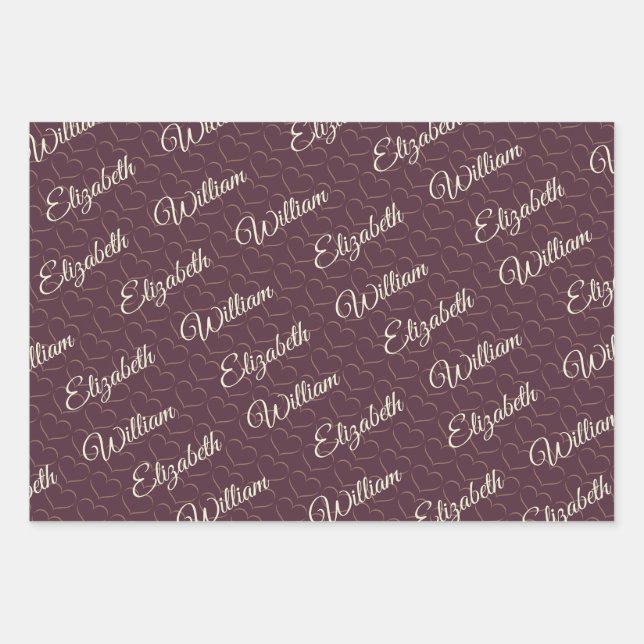 Elegant Simple Cherry Lacquer, Monogram Wedding Wrapping Paper Sheet (Front 2)