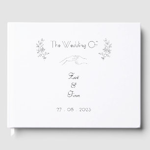 Elegant Simple Chic Black & White Illustrations Guest Book