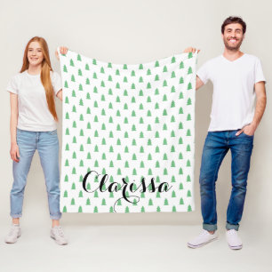 Elegant Simple Christmas tree pattern pastel green Fleece Blanket