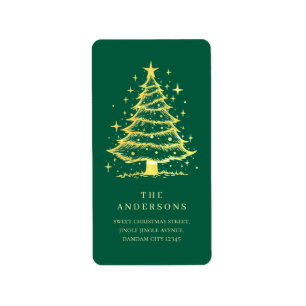 Elegant Simple Christmas Tree Return Address Label
