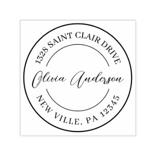 Elegant Simple Circle Signature Address Self-inking Stamp