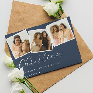 Elegant Simple Classic 3 Photo Will You Be My?