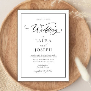 Elegant Simple Classic Black & White Wedding Invitation