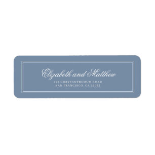 Élégant Simple Classic Blue Mariage Adresse de ret