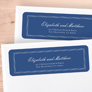 Élégant Simple Classic Blue Mariage Adresse de ret