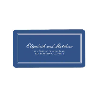 Elegant Simple Classic Blue Wedding Return Address Label