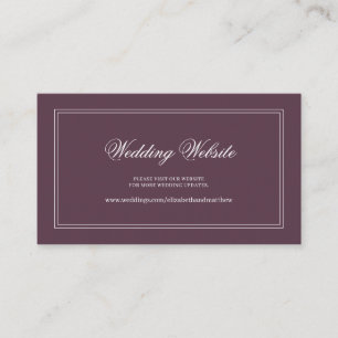Elegant Simple Classic Cassis Wedding Website Enclosure Card