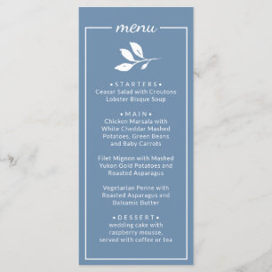 Elegant Simple classic dusty Blue Wedding Menu