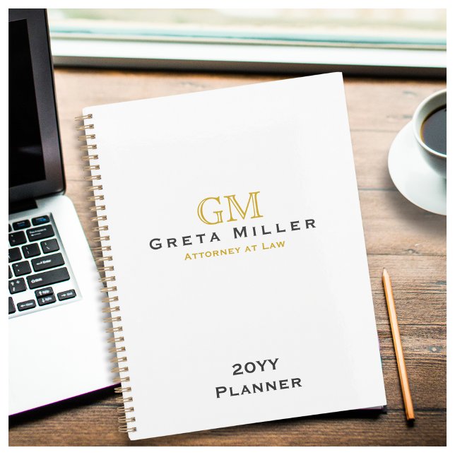 Elegant Simple Classic Gold Monogram Annual  Planner (Creator Uploaded)