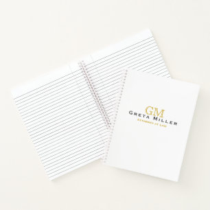 Elegant Simple Classic Gold Monogram Notebook