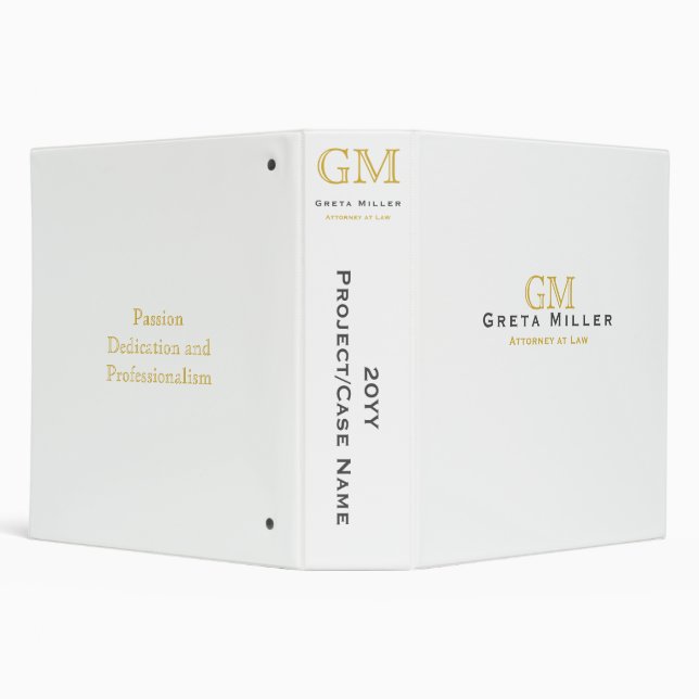 Elegant Simple Classic Gold Monogram Project Binder (Background)